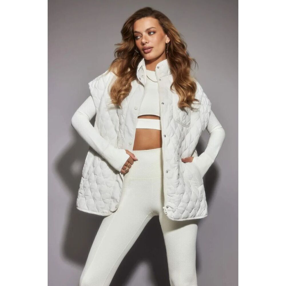 New Beach Riot Alani Split Hem Flare Pants in Snow Cloud Waffle Knit Size Large